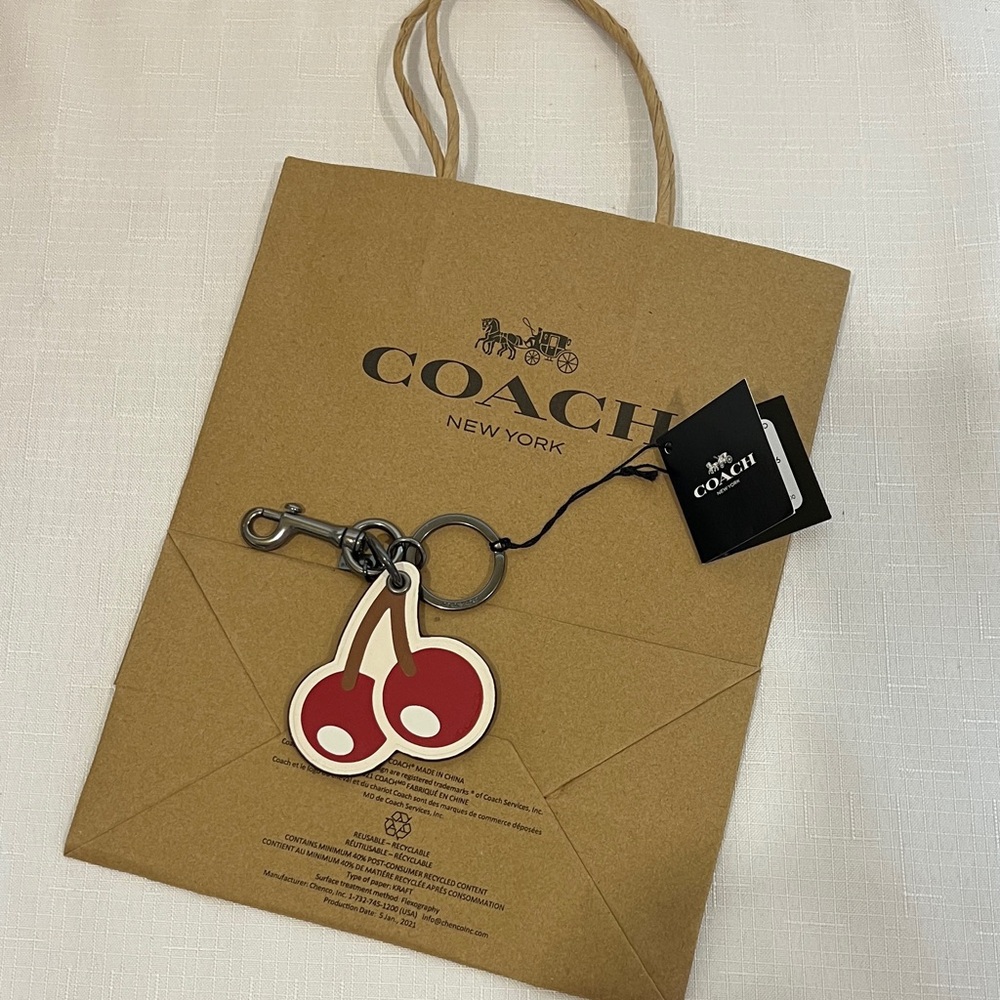 Coach PACMAN PAC-MAN Cherry Cherries Bag Charm Keyring NWT - Picture 3 of 8